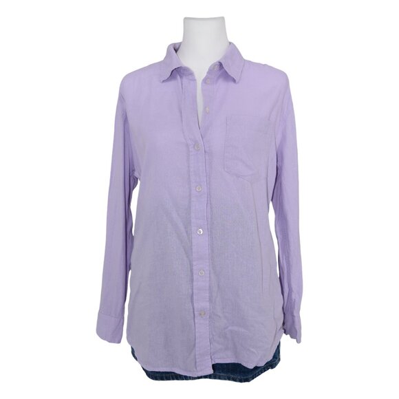 GAP Lilac Lavender Purple Linen Blend Button Shirt S Minimal Softcore Breathable - Picture 2 of 9